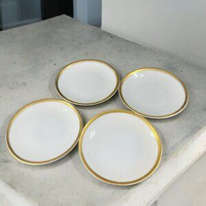 Hutschenreuther Selb Bavaria Gold Edges White Porcelain Small Dish Plate 4 Set